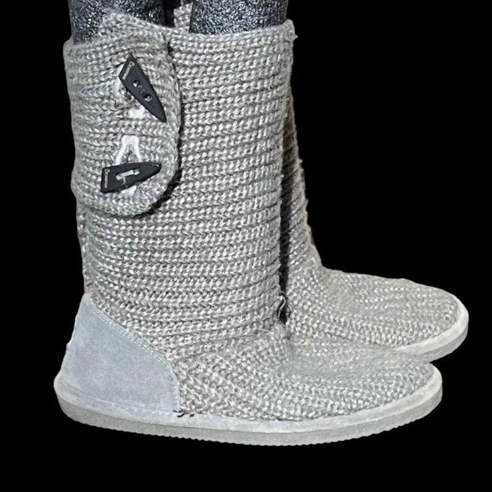 🌻Bearpaw Girl's Grey Tall (or Short) Comfortable Knit Outdoor Boots Size 5